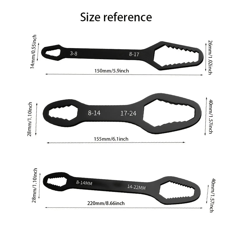 🔧 PowerGrip™ 3PCS Double-Head Wrench Set Heavy-Duty Steel Repair Tool Kit 🔧