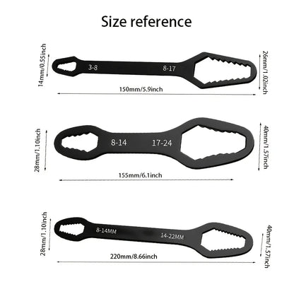 🔧 PowerGrip™ 3PCS Double-Head Wrench Set Heavy-Duty Steel Repair Tool Kit 🔧